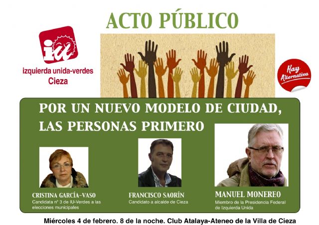Manolo Monereo, dirigente federal de Izquierda Unida, abrirá la precampaña electoral de IU-Verdes en Cieza