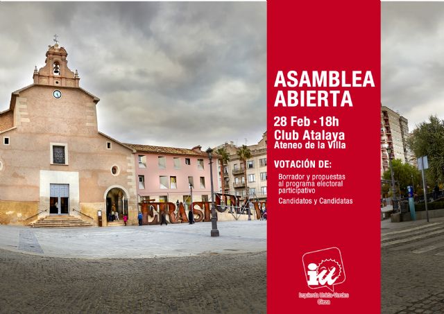 IU-Verdes convoca una Asamblea abierta a toda la ciudadanía de Cieza para aprobar el programa y la candidatura de las municipales