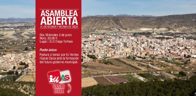 Ya hay fecha para que los ciezanos, en asamblea abierta, decidan la posición de IU-Verdes ante la formación del próximo gobierno municipal