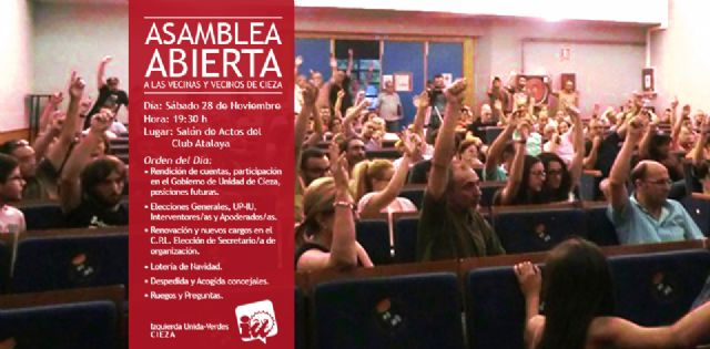 IU-Verdes de Cieza invita a la ciudadanía de Cieza a participar en su próxima asamblea local