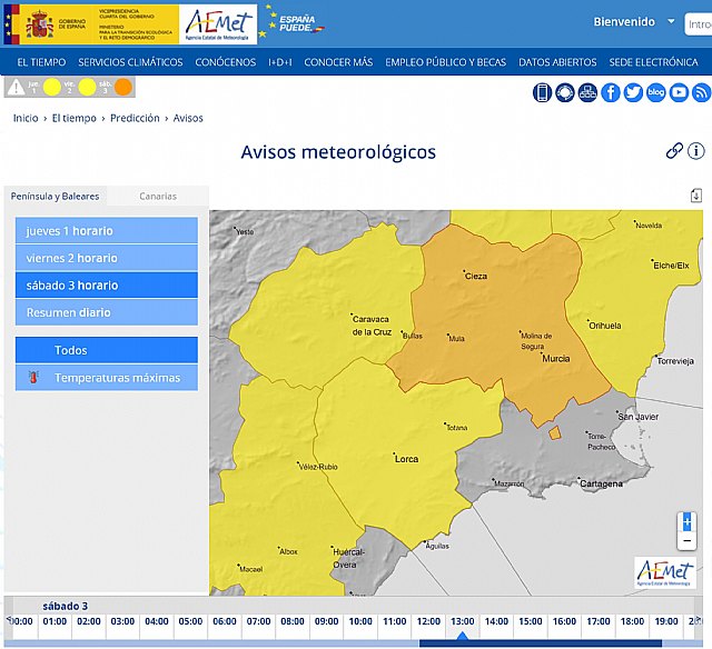 Cieza, en alerta naranja este sábado por altas temperaturas