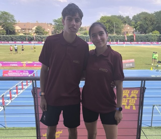 Los atletas ciezanos Álvaro y Carla Moreno, undécimos con Murcia en el Campeonato de España de Federaciones Autonómicas sub 18