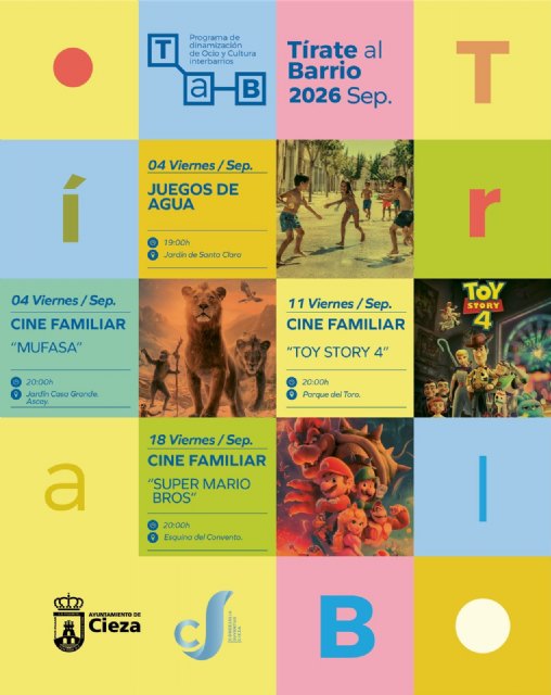 Cine familiar y juegos de agua, la nueva programación de Tírate al Barrio para los viernes de septiembre