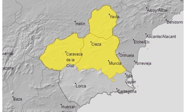 Alerta amarilla por tormentas este jueves en la Comarca de Cieza