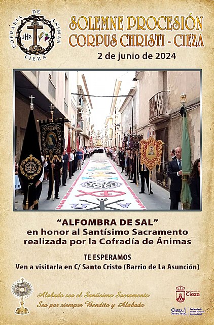 Informan de la alfombra de sal confeccionada por la Cofradía de Ánimas con motivo de la Festividad del Corpus