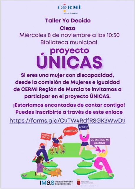 La biblioteca municipal acogerá el taller 'Yo decido' del proyecto Únicas