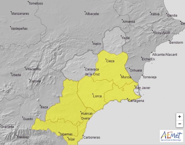 Alerta amarilla en Cieza por fuertes lluvias