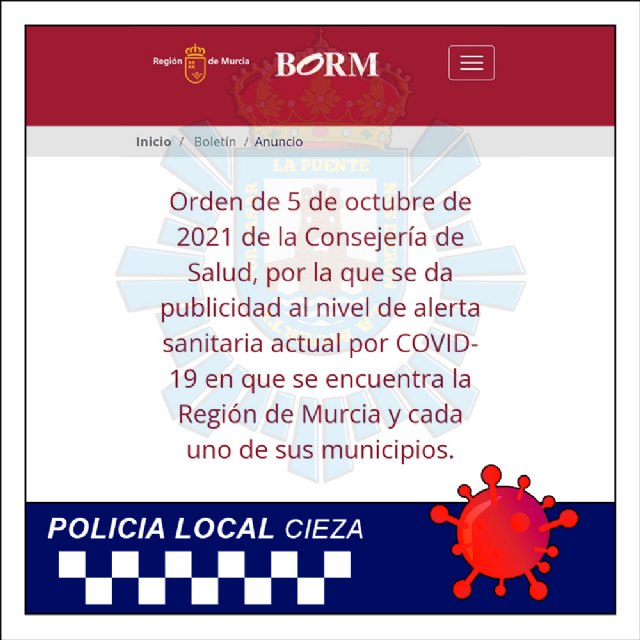El Ayuntamiento informa de la modificación de las normas covid según la Orden de 5 de octubre de 2021