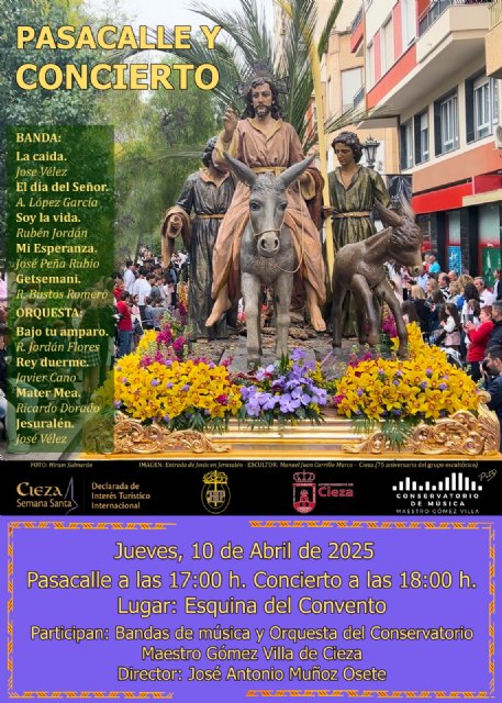 Aires de Semana Santa en el pasacalle y el concierto de la banda y la orquesta del conservatorio