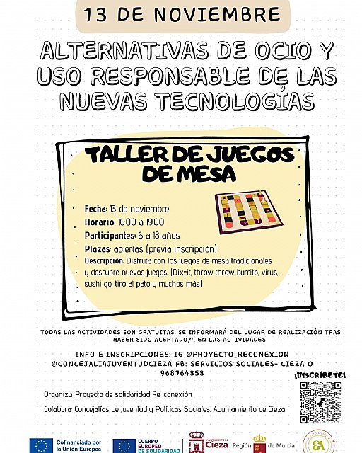 Juventud y Políticas Sociales arrancan el mes de noviembre este lunes con un taller de juegos de mesa