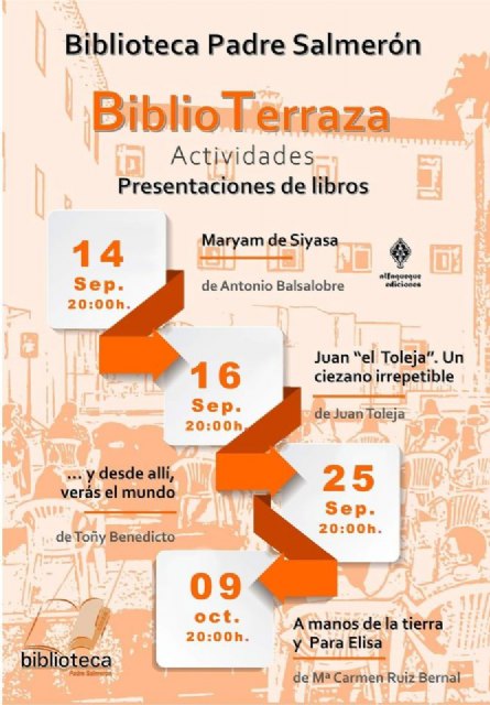 Los exteriores de la biblioteca municipal acogerán las presentaciones de cuatro libros