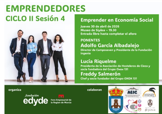 Cieza acoge la cuarta sesión del ciclo 'Emprendedores' con referentes de la agricultura, la hostelería y la economía social