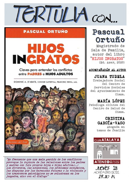 Tertulia presentación del libro 'Hijos ingratos'