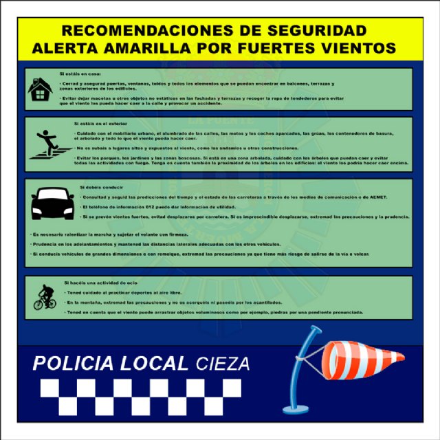 Alerta amarilla este martes en Cieza por vientos fuertes