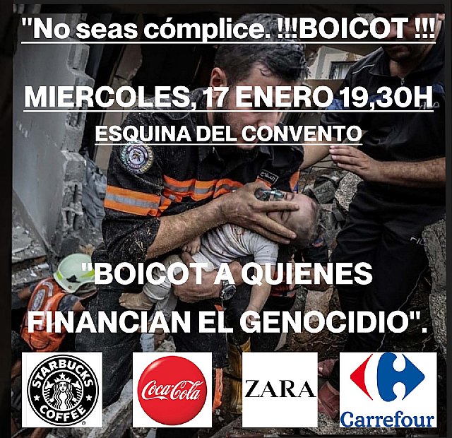 Podemos-Cieza apoya y contribuye las concentraciones en defensa de los palestinos que convoca 'Arenal' todos los miércoles