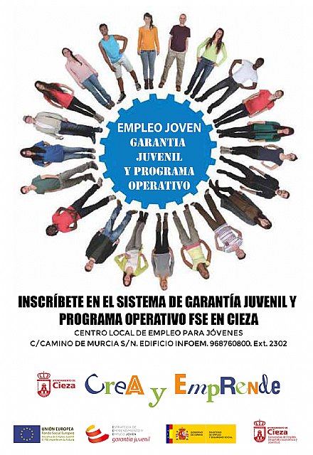 Inscríbete en el sistema de garantía juvenil y programa operativo FSE en Cieza