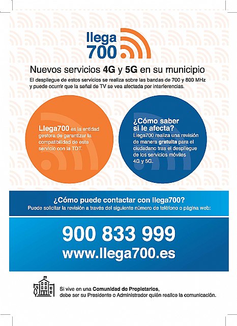 El servicio móvil de 4G y 5G sobre las bandas de 700 y 800 MHz de los principales operadores se encontrará disponible en Cieza próximamente