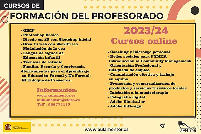 Cursos formación profesorado 2023/24 del Aula Mentor