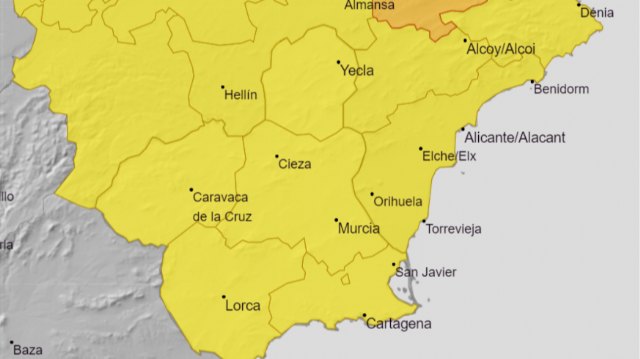 Alerta amarilla en Cieza por fuertes lluvias y tormentas