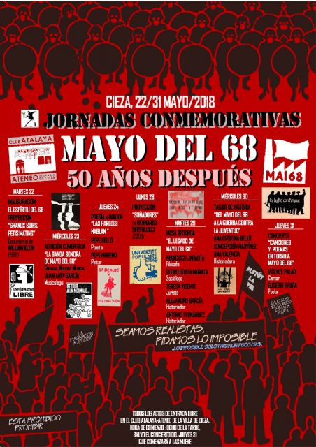 Jornadas conmemorativas mayo del 68 en el Club Atalaya-Ateneo de la Villa de Cieza