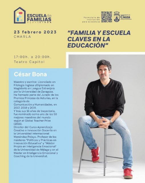 César Bona será el próximo invitado de la Escuela de Familias