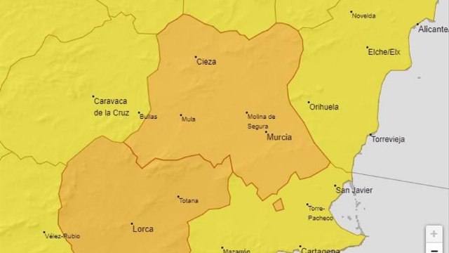 Alerta naranja en Cieza este domingo por la DANA