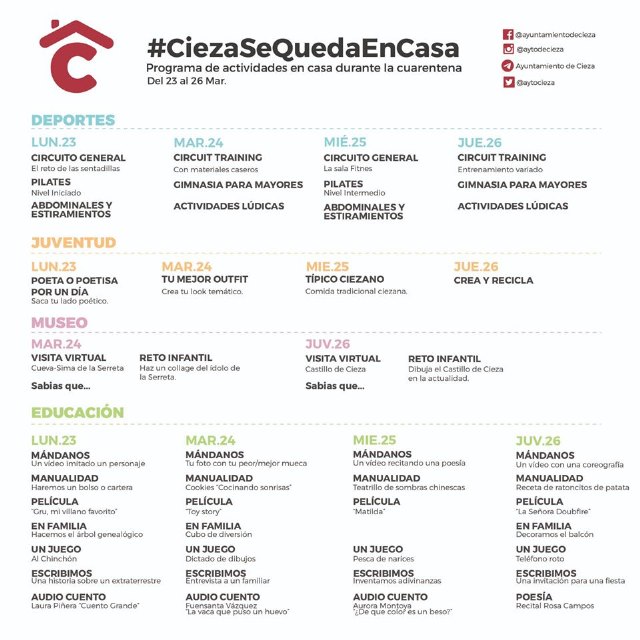 Continúan las actividades del programa municipal para el entretenimiento en cuarentena