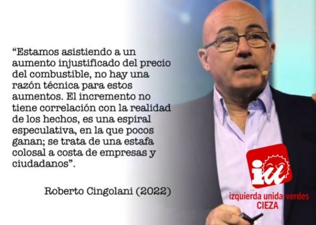 IU-Verdes de Cieza señala que la especulación financiera es la causante de la subida de los precios