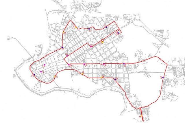 El recorrido del bus urbano se modificará provisionalmente en la zona del casco antiguo por las Fiestas del Escudo