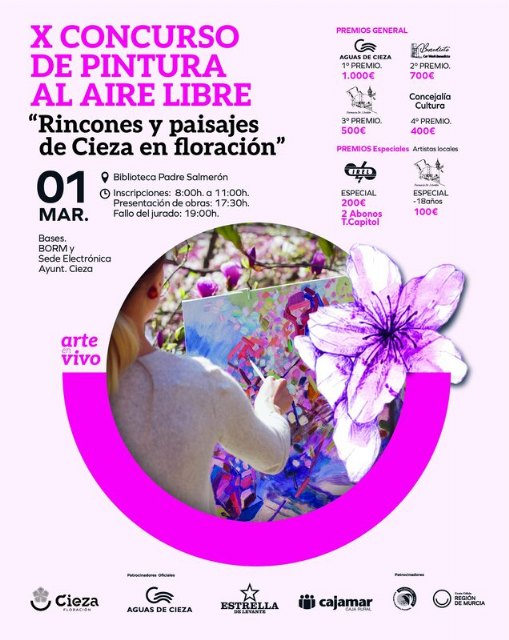 Llega el X Concurso Nacional de Pintura al Aire Libre 'Rincones y Paisajes de Cieza en Floración' 2026