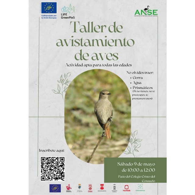 El Taller de Avistamiento de Aves sábado 30 de mayo, proyecto LIFE-GreenMe5