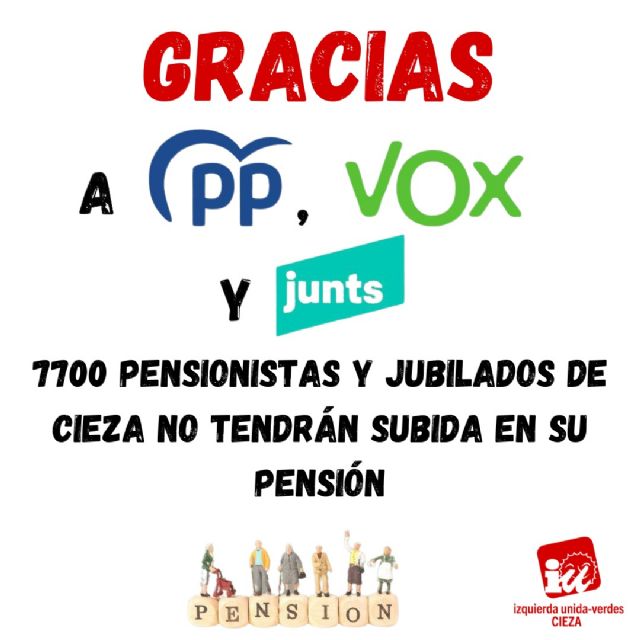 IU-Verdes denuncia que Feijóo, Abascal y Puigdemont recortan la pensión a 7.700 jubilados ciezanos