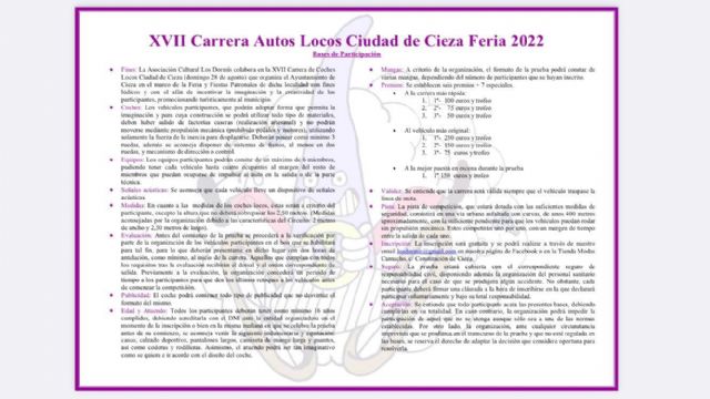 Los Dormis abren el plazo de inscripción de la XVII Carrera de Autos Locos Ciudad de Cieza
