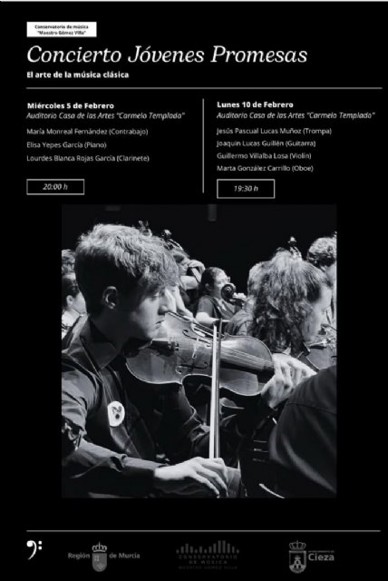 El conservatorio ofrece un concierto de jóvenes promesas los días 5 y 10 de febrero