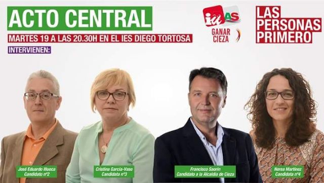 IU-Verdes/Ganar Cieza elige el IES Diego Tortosa para su mitin central de campaña