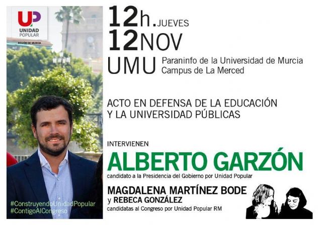 Alberto Garzón en Murcia, en defensa de la educación y la universidad públicas