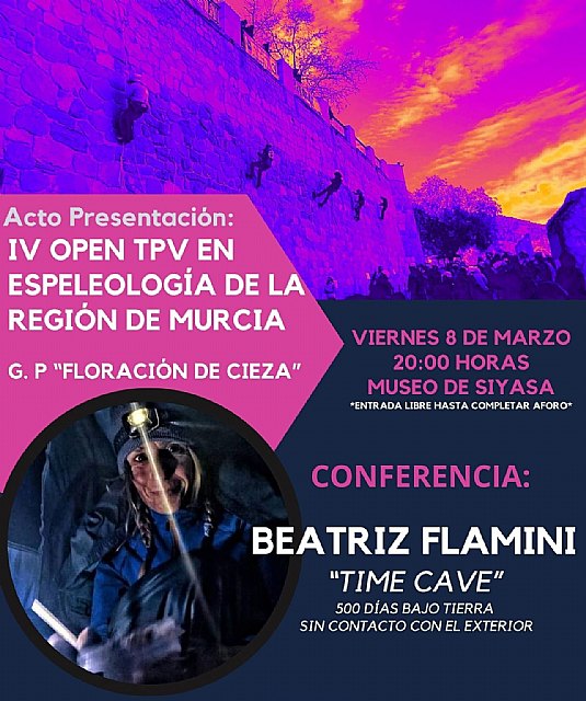 La espeleóloga Beatriz Flaminí presenta hoy en el Siyâsa el IV Open TPV en Espeleología de la Región de Murcia