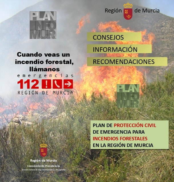 El nivel de riesgo de incendio forestal previsto por la Aemet es hoy muy alto en toda la Región, Cieza incluida
