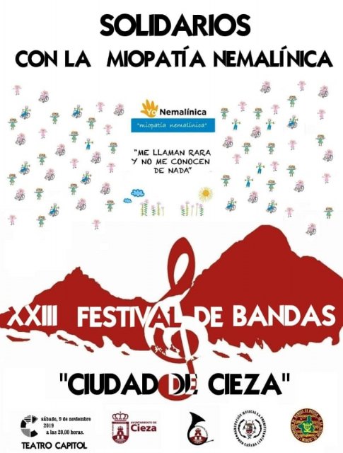El XXIII Festival de Bandas 'Ciudad de Cieza' destinará la recaudación a Yo Nemanlínica