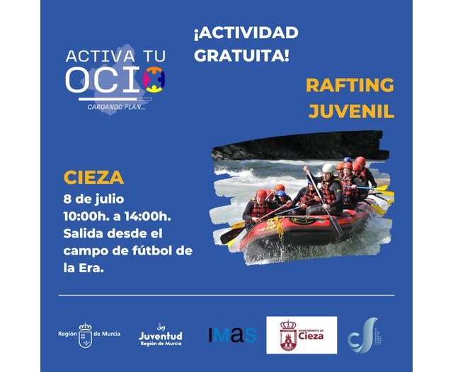 La Concejalía de Juventud propone una actividad gratuita de rafting por el río Segura