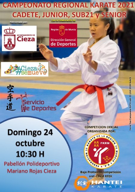 El Ayuntamiento patrocina el Campeonato Regional de Karate que se celebra este domingo en el Polideportivo Mariano Rojas