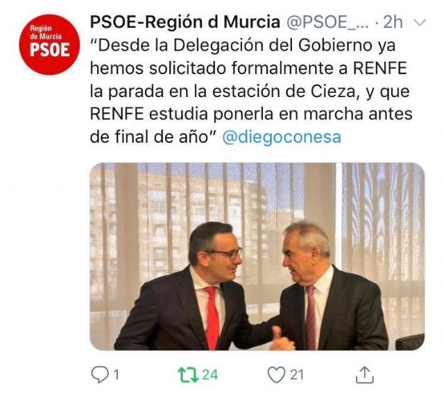 PSOE: 'Pascual Lucas ha pedido una reunión al Delegado del Gobierno para cerrar la fecha de llegada del Altaria'
