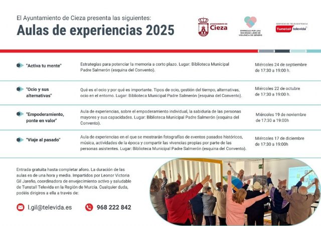 El Ayuntamiento de Cieza presenta las diferentes aulas de experiencias 2025 que comienzan este miércoles El Ayuntamiento de Cieza presenta las diferentes aulas de experiencias 2025 que comienzan este miércoles