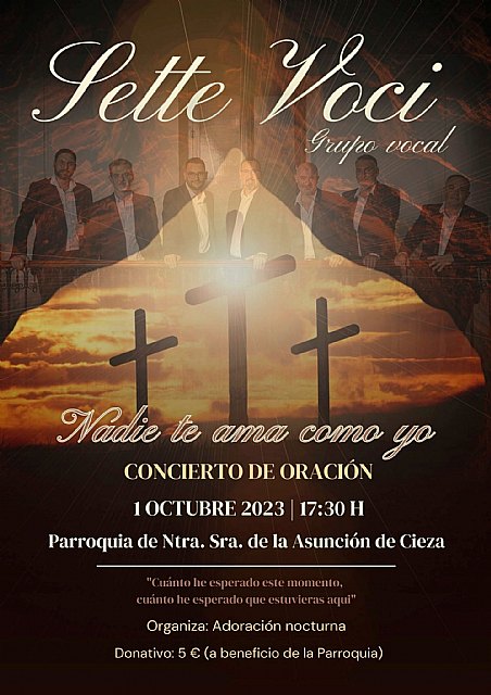El grupo vocal Sette Voci ofrecerá este domingo un concierto de oración en la basílica de la Asunción